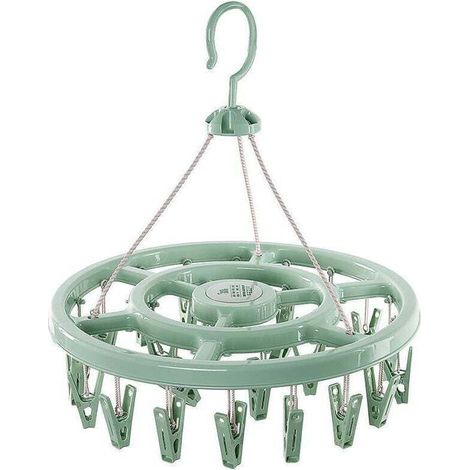 1pc Etendoir-Chaussette, Étendoir à Linge à Suspendre avec 24 Pinces, Portable Étendoir Chaussettes en Plastique, Séchoir à Chaussettes avec Crochet clips anti-Vent, pour sous-vêtements,Serviettes,ver (1/4)