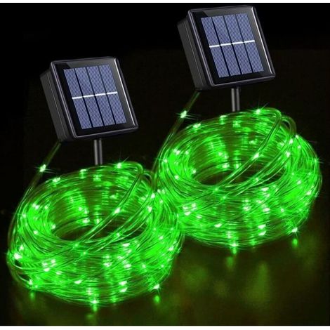 Outdoor Solar Garland - 2 x 10M 100 LED - Green Light