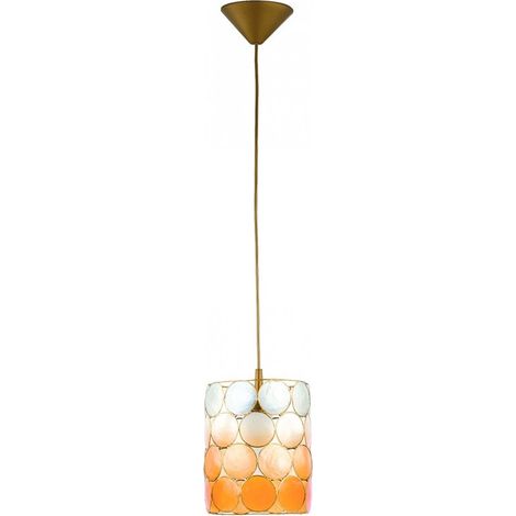 Lampada a sospensione Circolo ottone, arancio/bianco E27 15W Alfa