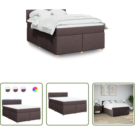 vidaXL Surmatelas - Sommier à lattes de lit avec matelas Marron foncé 140x190 cm (1/5)