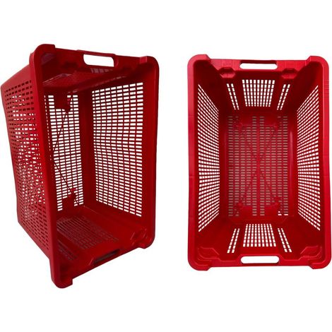 Cassa Cassetta agricola ortofrutta Salvaspazio 52x29x42H cm ROSSA FONDO FORATO 1 PEZZO (1/5)