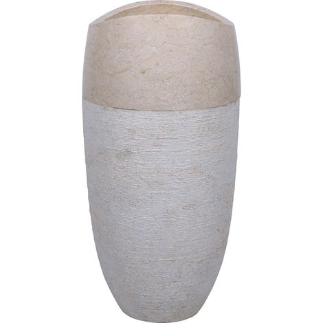 Vasque totem arrondie en marbre crème Ø40cm PGT-G CREAM - 40x40x90 cm - Kayu Meuble (1/5)