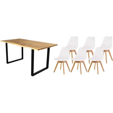 Pack Mesa de Comedor o Cocina Madera Maciza 140cm + Sillas Nordic (1/5)
