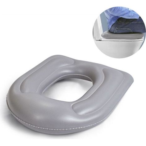 Ecleanfy - Coussin de siège de toilette gonflable, coussin surélevé en forme de beignet, siège de toilette réglable en hauteur, soulagement de la douleur du coccyx (1/4)