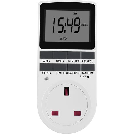 Minuteur Intelligent Prise UK - Programmation 12/24h, Fonctions Aléatoire et Été pour Économie d'Énergie (1/4)