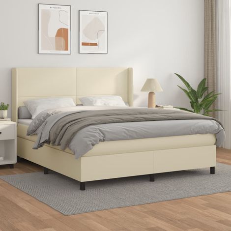 Boxspringbett mit Matratze Creme 160x200 cm Kunstleder vidaXL (1/5)