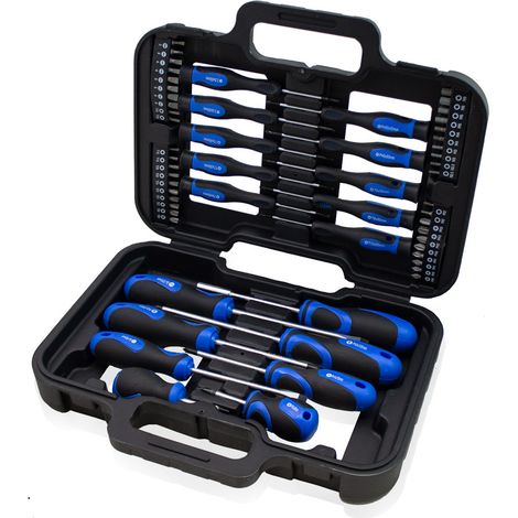 Bituxx 58 tlg Schraubendreher und Bit Set Kreuz Schlitz Torx Sechskant PH T10-T30 H2-H6 uvm