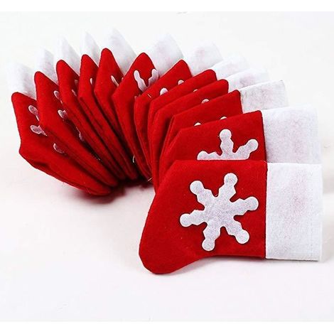 12 Christmas Stockings for Cutlery and Napkins - Festive Fireplace Decor