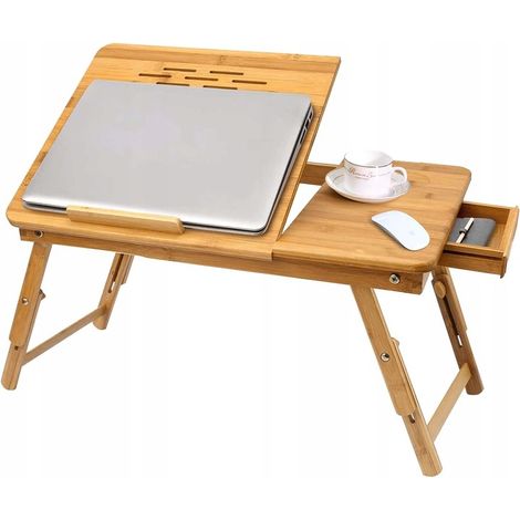 Table de petit-déjeuner pliante en bambou pour ordinateur portable (1/5)