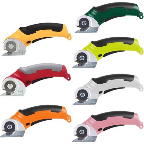 Ciseaux électriques sans fil rouges, lame acier inoxydable, batterie 2000 mAh, découpe tissu et carton