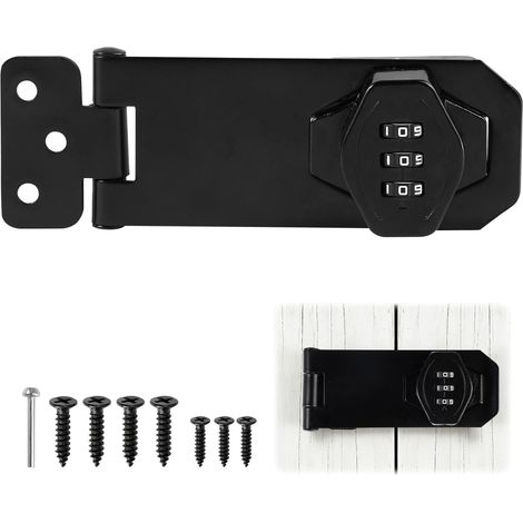Serrure à Combinaison 4 Pouces Noire, Verrou Porte Serrure à Code pour Porte Extérieur, Loquet Sans Clé, Door Lock, Verrou à Code pour Armoire, Salle de Bain, Portail et Garage (1/5)