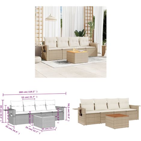 Salon de jardin avec coussins 5 pcs beige résine tressée - Ensemble Salon Jardin - Meuble Extérieur - Résine Tressée - Rotin Synthétique - Mobilier De Jardin - Home & Living (1/3)