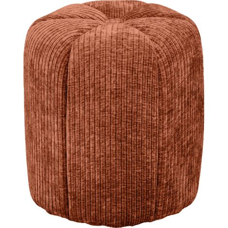 Pouf rond en velours côtelé ø38cm - Terracotta - Flower