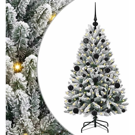 Sapin de Noël  Arbre de Noël artificiel Vert et blanc 120 cm PVC et métal (1/5)