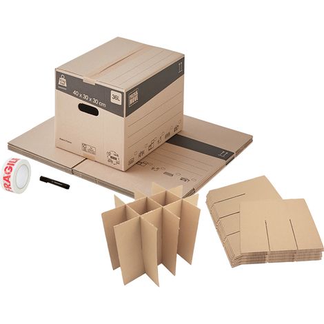Pack and Move - Kit déménagement pour verres + marqueur noir et 1 adhésif offerts
