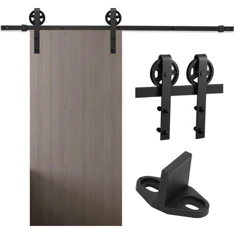 Randaco Set di montaggio per sistema di ante scorrevoli binario di scorrimento per ante scorrevoli in legno ferramenta per ante scorrevoli 183/200cm (1/5)