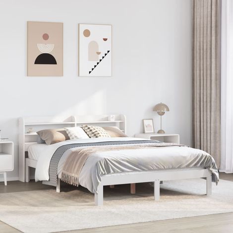 Estructura de cama con cabecero sin colchón blanco 140x190 cm vidaXL (1/5)