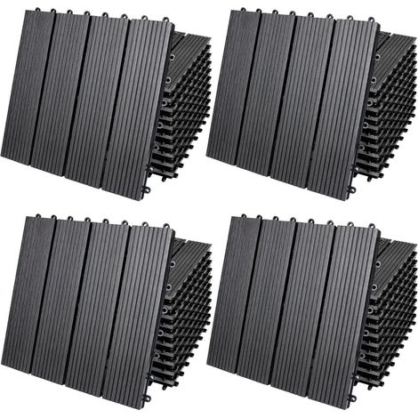 CASARIA® WPC Composite Decking Tiles 30x30cm Cuttable Interlocking System Drainage System Garden Balcony Patio Click Lock-In Flooring Deck Anthracite Terracotta Multipack 44x Classic anthracite (1/5)