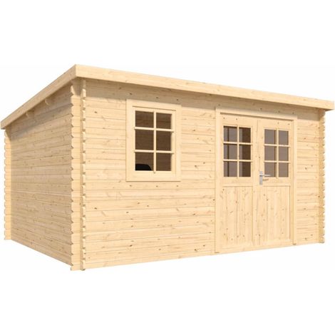 Abri de jardin en bois avec toiture mono-pente en feutre bitumé et serrure inox VALLO MODERN 8,4m²