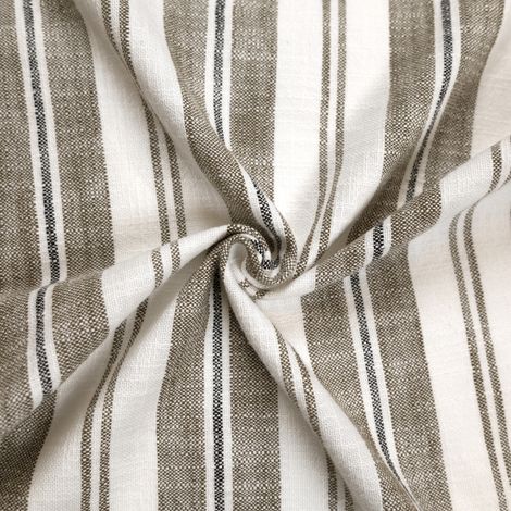 Tissu 100% coton rayures tapissier LOURMARIN Kaki 140 cm