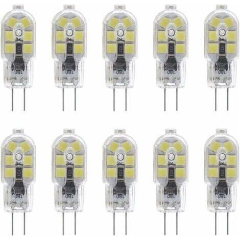 10-Pack G4 2W LED Ampoule pour les Ampoules de Hotte, AC/DC 12V, 20W Ampoules Halogènes Équivalent, 200LM, Bi-Pin avec Couvercle en PVC Transparent, Blanc Froid 6000K, Non-dimmable (1/4)