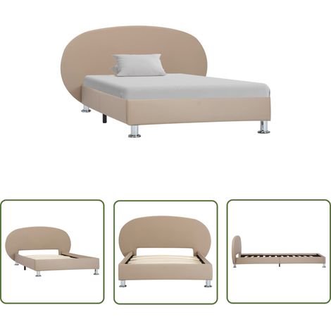 Lit adulte Contemporain Cadre de lit Cappuccino Similicuir 100 x 200 cm 93852 (1/5)