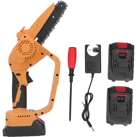 Mini tronçonneuse sans fil rechargeable portable électrique à main avec batterie pour jardin verger prise UE 100‑240V (1/5)