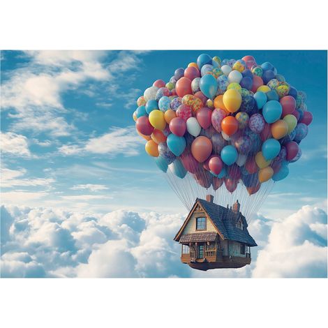 Papier peint mural maison volante enfant fille intissé grand format design intérieur chambre enfant pas cher 250x175 cm (1/5)