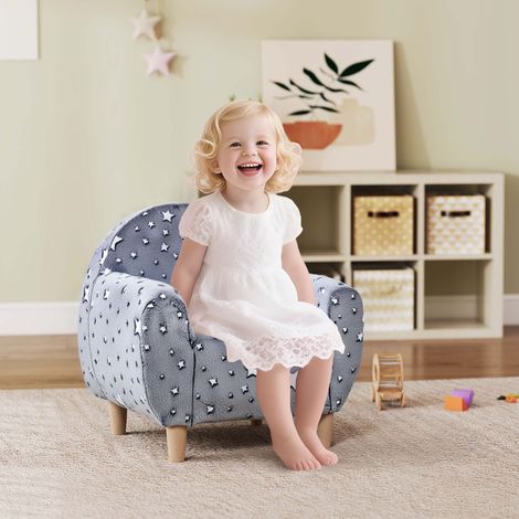 Fauteuil enfants canapé pour enfants hosphorescent avec motif étoilé, tissu velours, gris, pour s et s