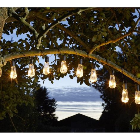 Guirlande lumineuse d'extérieur solaire 10 ampoules vintage – Longueur 3.80m – Lumière blanc chaud – Style rétro filament Edison – Pflanzen Kölle