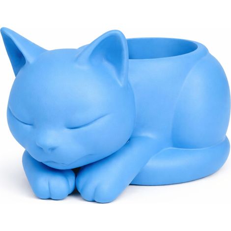Vaso da fiori a forma di gatto addormentato, copertura decorativa blu per piante grasse e cactus
