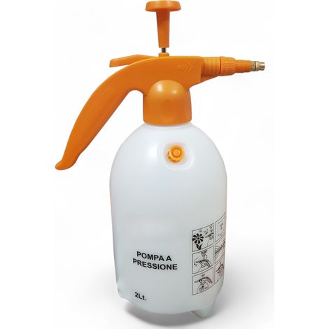 Bomba manual de presión 2 litros con depósito de plástico varilla de acero y boquilla de latón regulable para pulverizar o atomizar