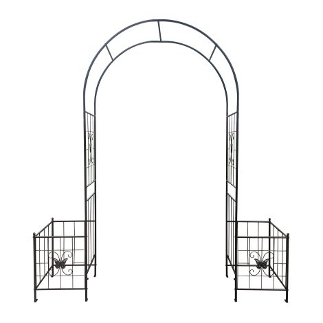 Arche de Jardin pour Plantes Grimpantes Noire 218cm Métal Durable Tonnelle Extérieur pour Rosiers Vignes Mariage Fête Cérémonie Pelouse Cour