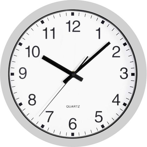 Quarz Wanduhr 30 cm x 4 cm  Silber