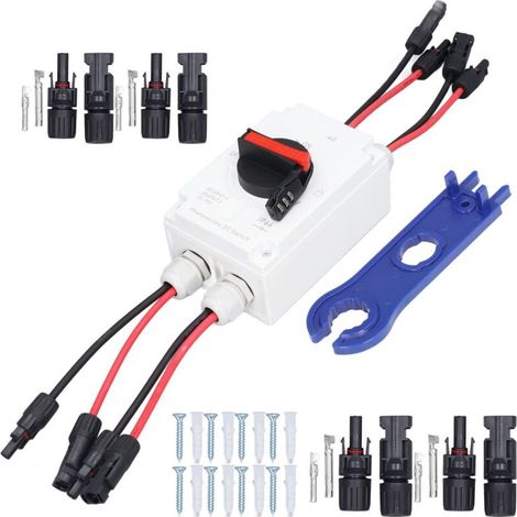 IP66 Solar Combiner Box 32A PV DC 1000V Isolator Switch with Solar Connector for Solar Power Systems, RV Solar Panels, Boats and Off-Grid Solar Systems (1/5)
