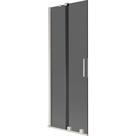 Mexen Velar Badezimmerspritzschutz 2-flügelig, 75 x 150 cm, Graphit, Gebürstetes Nickel - 896-075-000-41-97 (1/2)