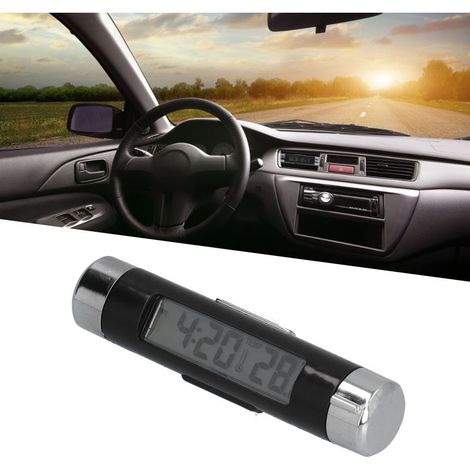 Thermomètre Horloge Voiture K01 LCD Lumineux Multifonction avec Clip et Support (1/5)