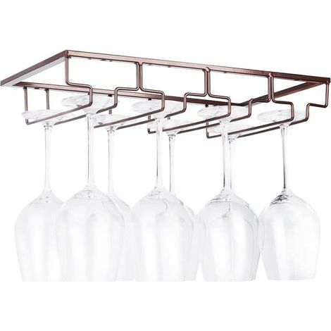 1 Support Verre à Vin, 4 Rangées, Métal Inoxydable, Suspension Armoire, Cuisine Bar Restaurant (1/5)