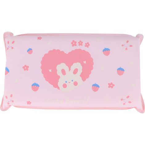 Coussin rafraîchissant pliable à cristaux de glace pour sieste, enfants et adultes, motif lapin fraise rose fond