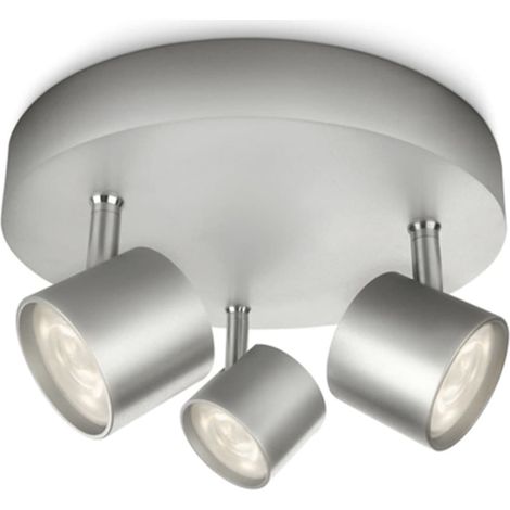 Philips 562434816 myLiving Plafoniera con 3 Spot a LED, Alluminio, Grigio (1/5)