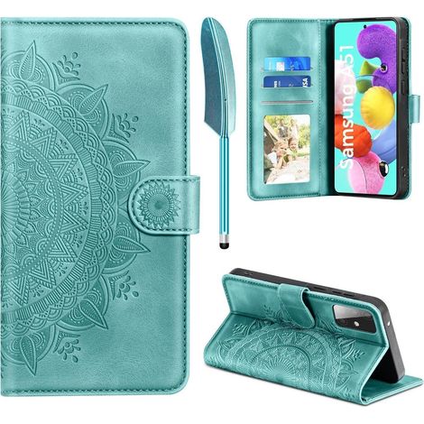 Handyhülle für Samsung Galaxy A51 Flip Wallet mit Kartenfach, Standfunktion, Grün (1/5)