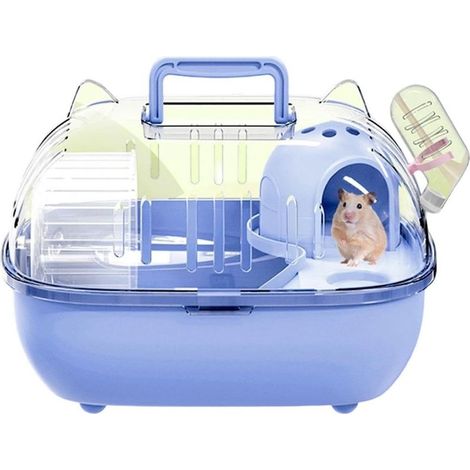 Cage De Transport Pour Hamster Portable Avec Housse Transparente Et Bouteille D'eau, Pour Lapins Et Lézards, Idéale Pour Voyages Courts En Voiture (1/5)