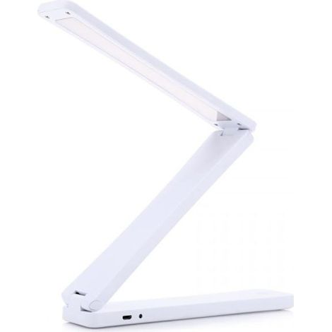LED-Schreibtischlampe, faltbar, dimmbar, batteriebetrieben, weiß. (1/5)