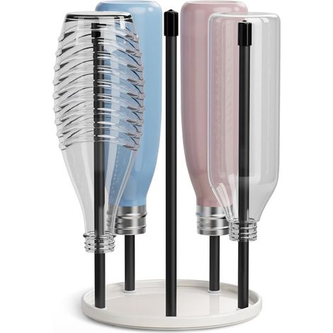 Porte-bouteilles pour SodaStream - Égouttoir en céramique de qualité supérieure avec bac d'égouttement 5 bouteilles Crystal Blanc'Parent'Blanc'-