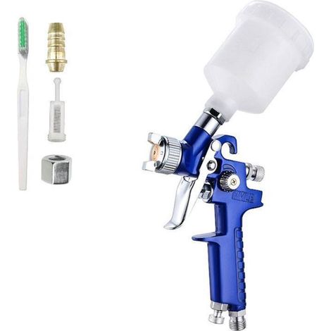 Pistolet à peinture HVLP 100 ml, buse en cuivre de 2,0 mm avec régulateur de pression d'air pour la pulvérisation de revêtement de surface de clôture de meubles de véhicule (1/4)