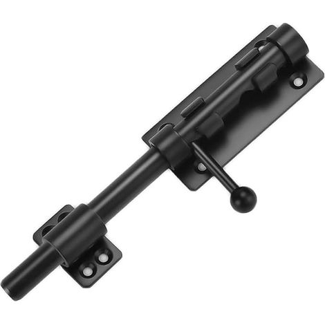 Verrou loquet porte coulissant acier inoxydable de avec trou de cadenas, Serrure de Porte de sécurité à Barillet Verrou portail à Boulon fermeture porte 14mm de diamètre 8 inch noir (1/5)