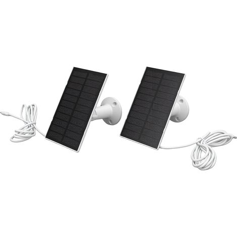 Lot de 2 panneaux solaires de 5 W avec support orientable à 360°, étanches (IP65), chargeur solaire USB pour caméra de sécurité d'extérieur (1/5)