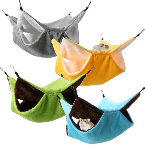hamacs pour rats à placer dans la cage, petits hamacs suspendus pour furets, accessoires, lit double couche pour furets, cobayes, écureuils et chinchillas pour jouer et dormir (classique) (1/5)