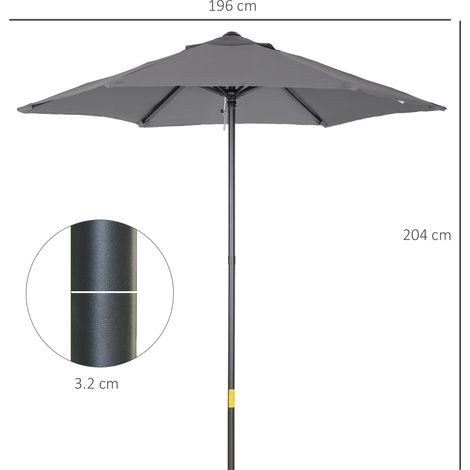 Parasol Ø196cm, rotatif et pliant, hexagonal, résistant au vent, noir, pour plage, balcon et jardin