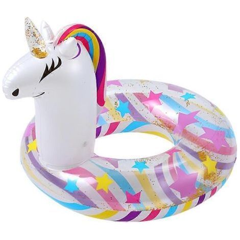 1 jouet de piscine gonflable licorne pour enfants, bouée gonflable à paillettes pour l'été (1/5)